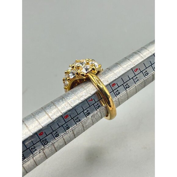 KJL Rhinestones Ring Size 6.5 Domed Gold Tone Clear Rhinestones Sparkly Ring - Picture 9 of 10